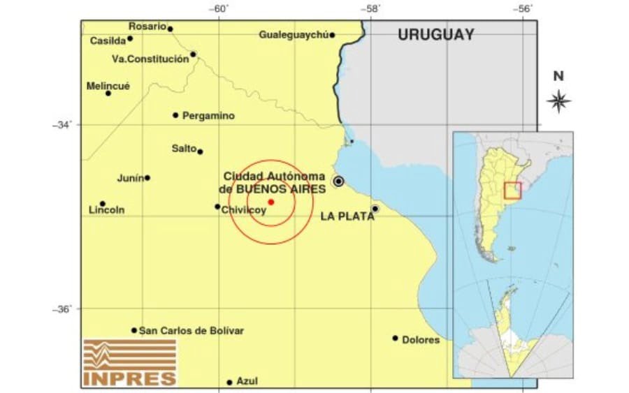 Hubo un sismo de 3.1 cerca de Mercedes, reportó el INPRES