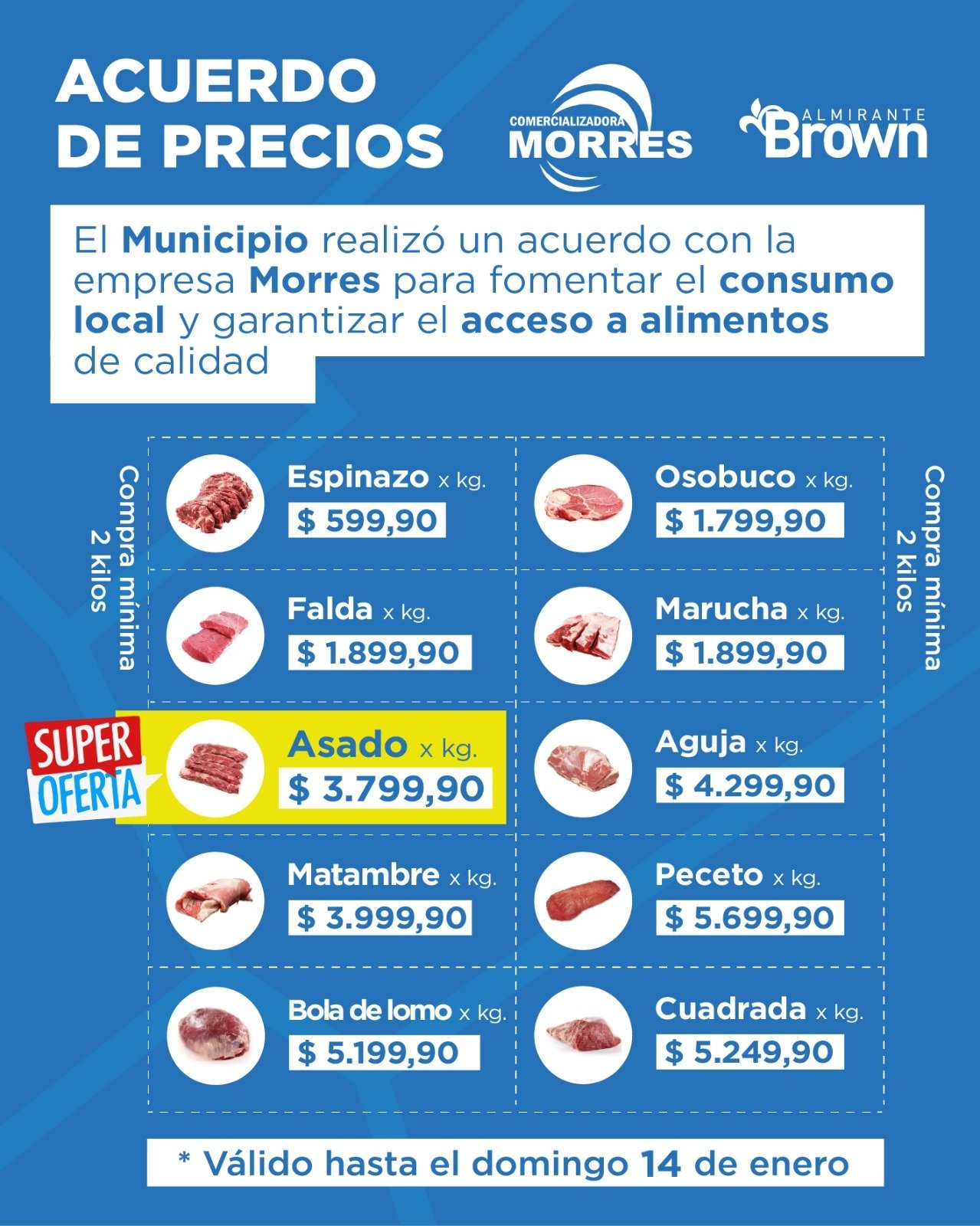 Con una super oferta de asado a $3799, la comuna extiende el acuerdo de precios con un frigorífico local