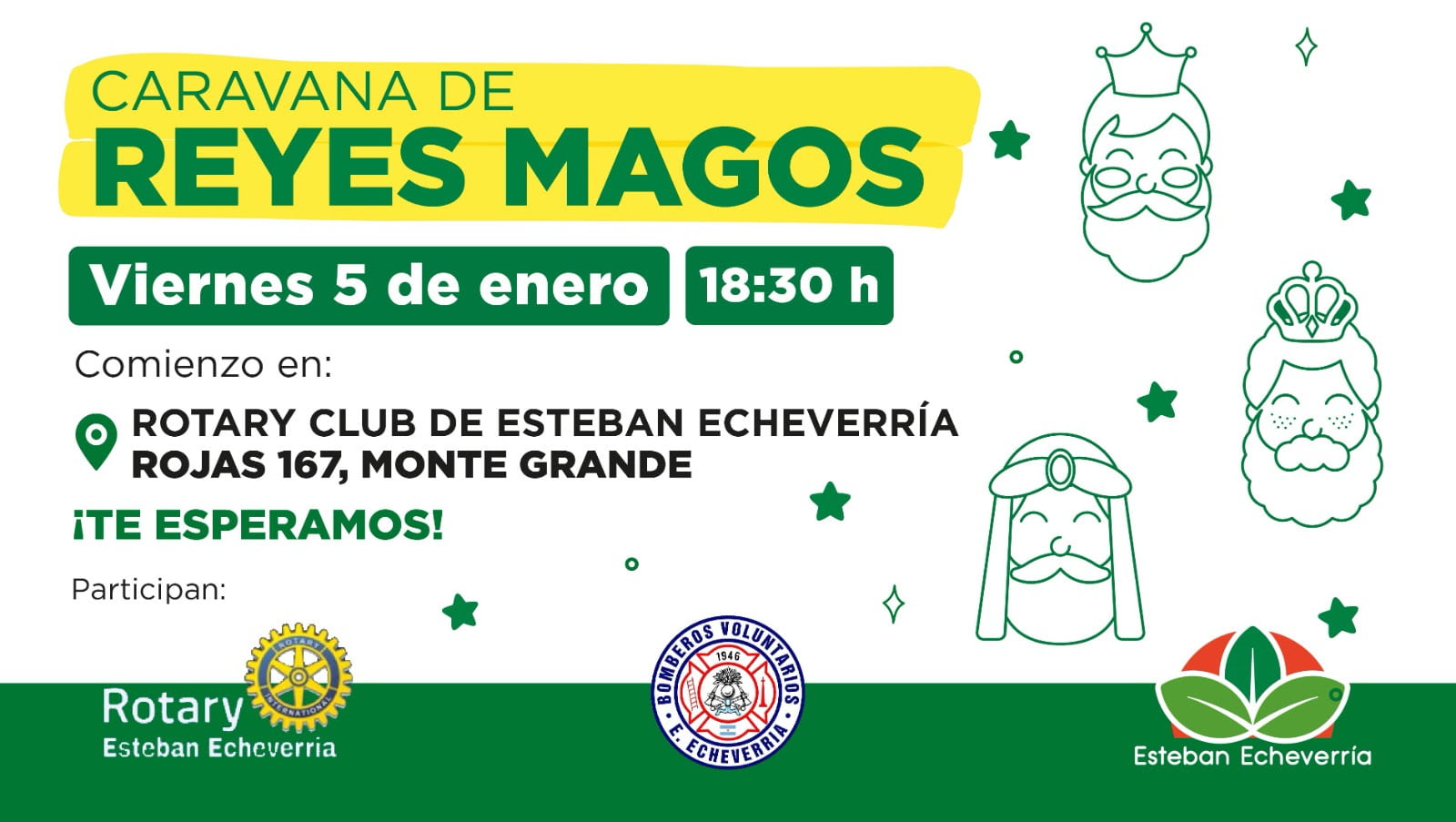 Viernes 5 de enero: los reyes magos visitarán Esteban Echeverría