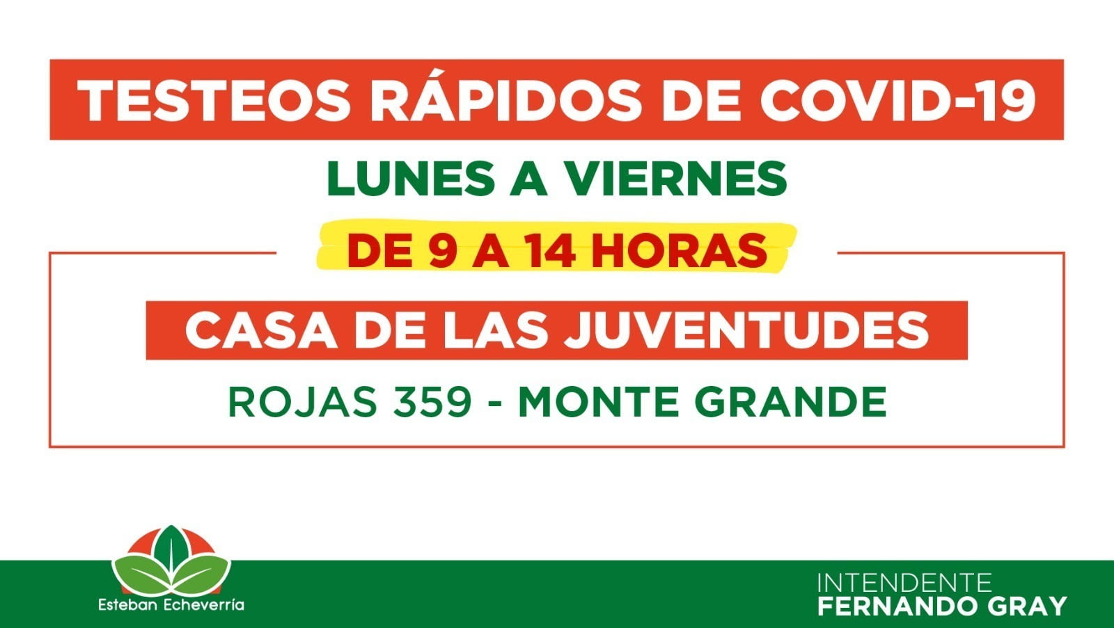 Testeos de COVID-19 en Esteban Echeverría