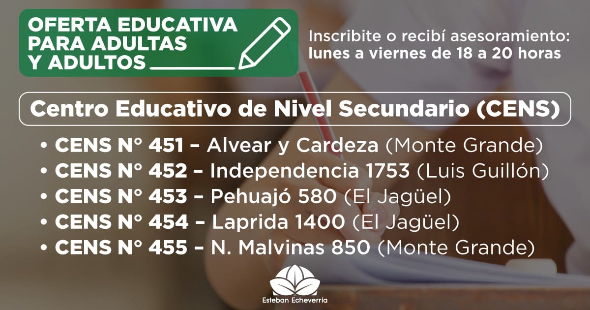 Oferta educativa para adultas y adultos en Esteban Echeverría