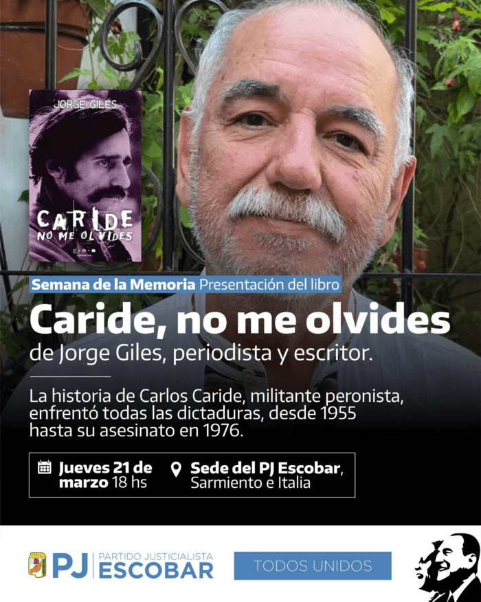 El PJ de Escobar presenta el libro “Caride, no me olvides”