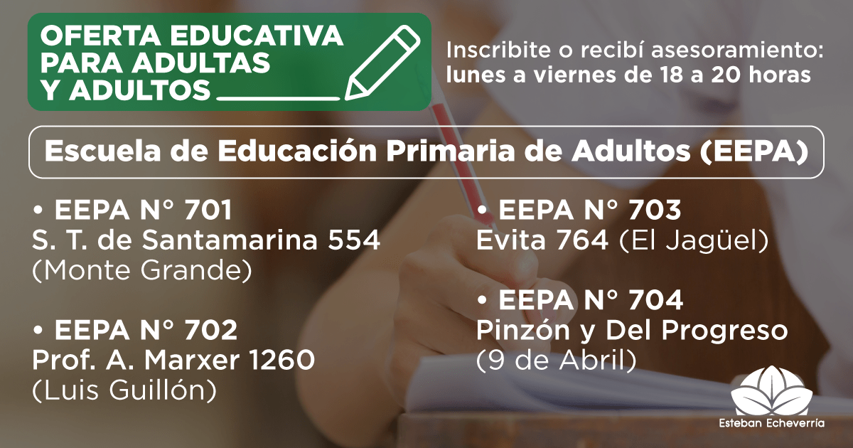 Oferta educativa para adultas y adultos en Esteban Echeverria